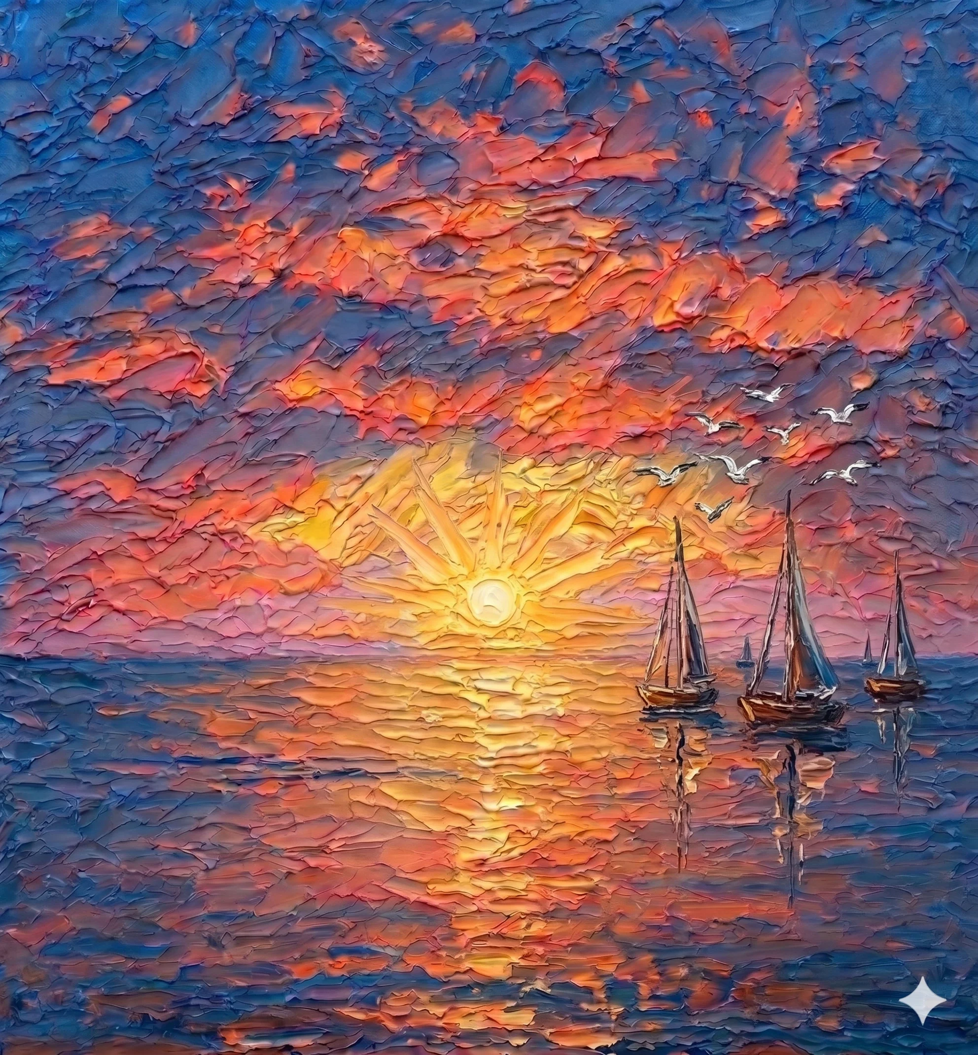 Horaizon — a palette-knife painting of sunset on the horizon